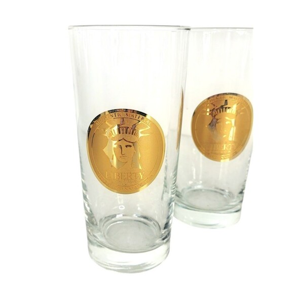 VTG 22Kt Gold Statue of Liberty Centennial Gold Seal Set of Four Libbey Glasses - Picture 8 of 12